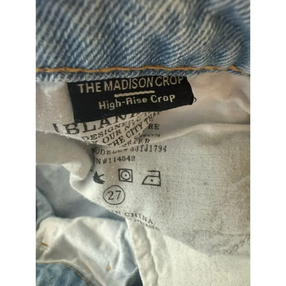 Blank NYC Madison High Rise Crop Distressed Light Wash Jeans Size 27 - Picture 5 of 6